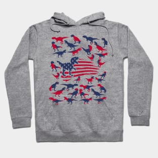 4th Of July Dinosaur Red White Blue T Rex USA American Flag Hoodie